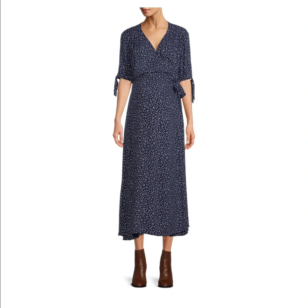 Maternity Print Wrap Dress for Women - Picture 1 of 6